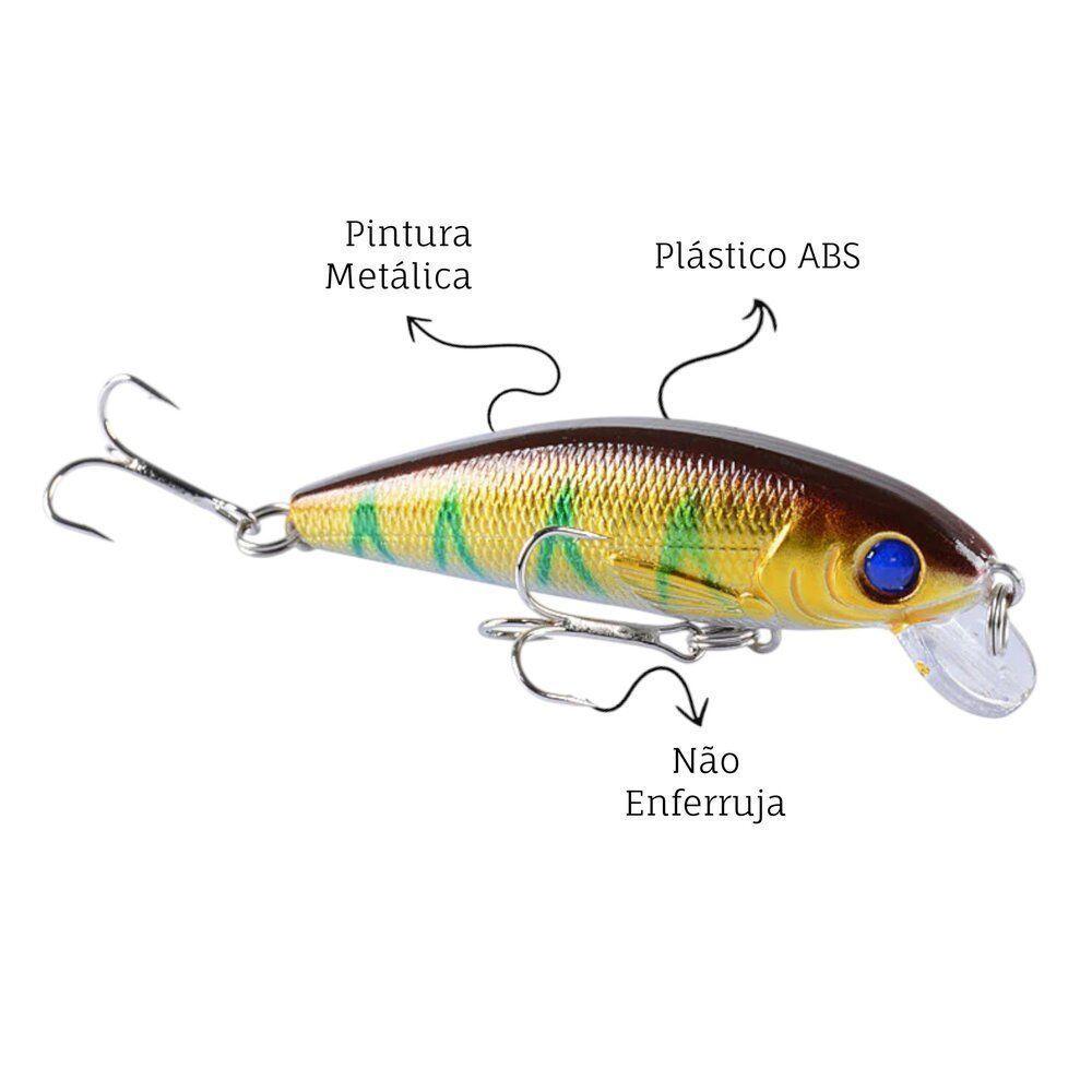 Isca De Pesca Plástico Abs Formato Peixe Imita Presa Resistente Dourada - 3