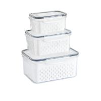 Kit 3 Potes Organizadores Hermetico Com Cesto Drenagem Grande Multiuso Profissional Geladeira Microondas Freezer Dispens - 7