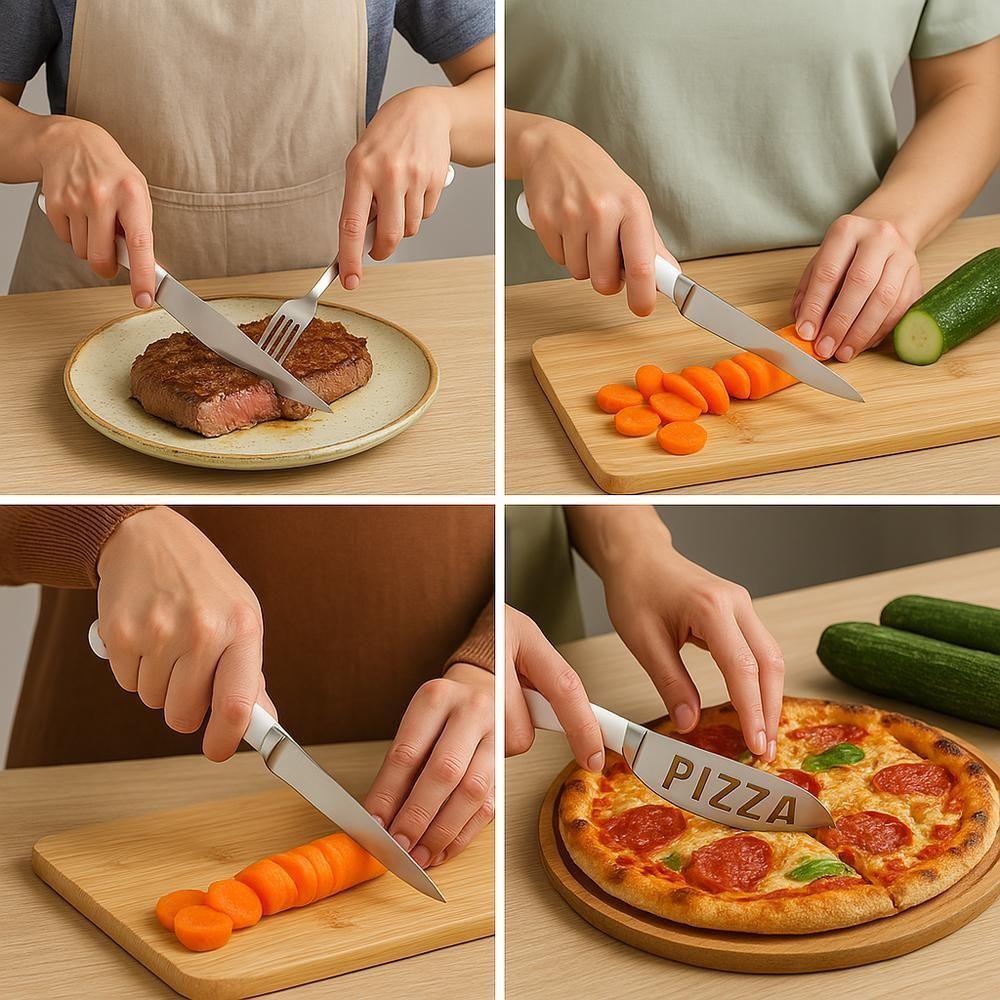 Conjunto De Facas De Cozinha Ceramica Branca 7 Peças Kit Profissional Churrasco Carnes Paes Pizza Com Descascador Frutas - 6