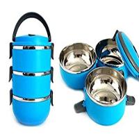 Kit Marmita Fitness Tripla De Inox Marmiteira Termica Hermetica Com 3 Compartimentos Potes Lunch Box Alça Para Transport - 3