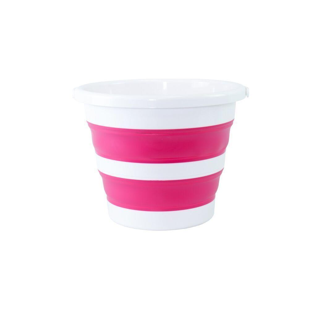 Balde Dobrável 12l - Elegância E Praticidade Para Sua Casa Em Branco E Rosa - 2