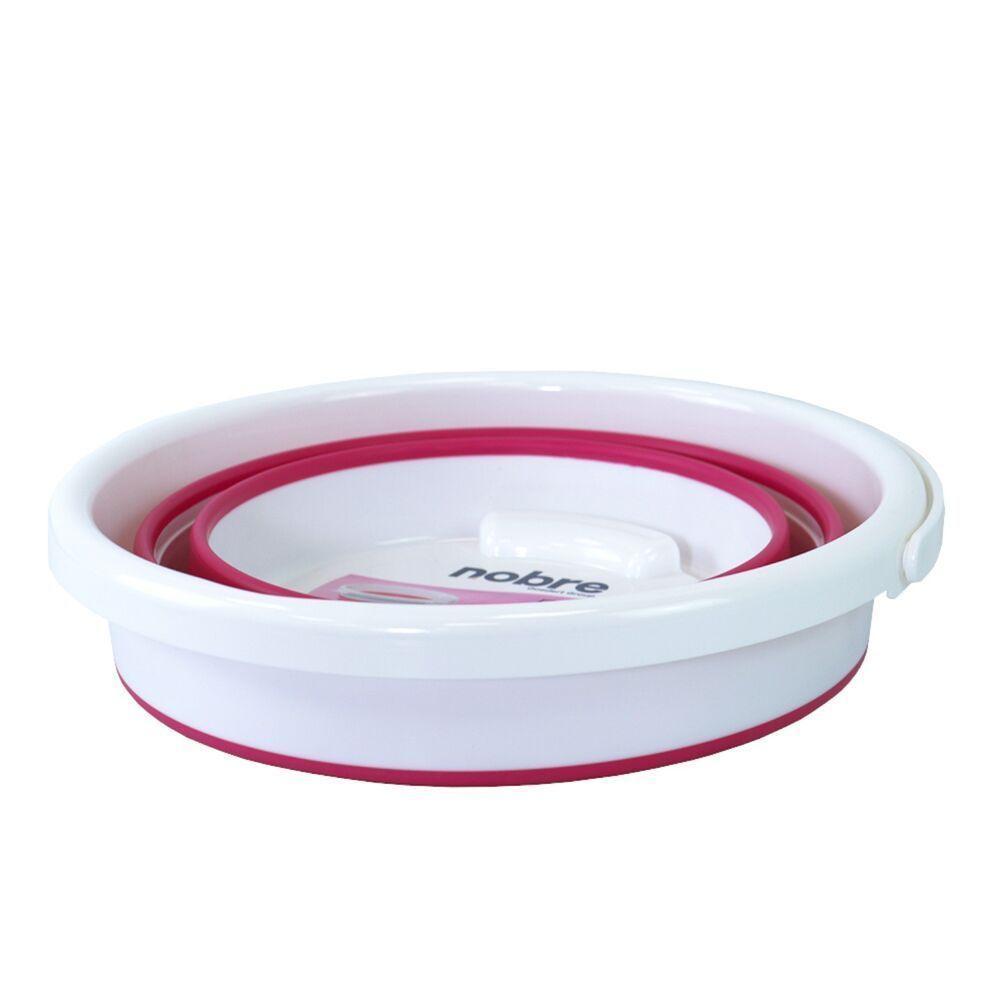Balde Dobrável 12l - Elegância E Praticidade Para Sua Casa Em Branco E Rosa - 3