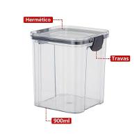 Recipiente Hermético Quadrado 900ml Com Tampa De Segurança - Mood - 3