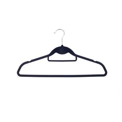 Cabide Veludo Ultra Fino Com Gancho Frontal - Conjunto 3 Peças Preto Para Organizar Seu Closet