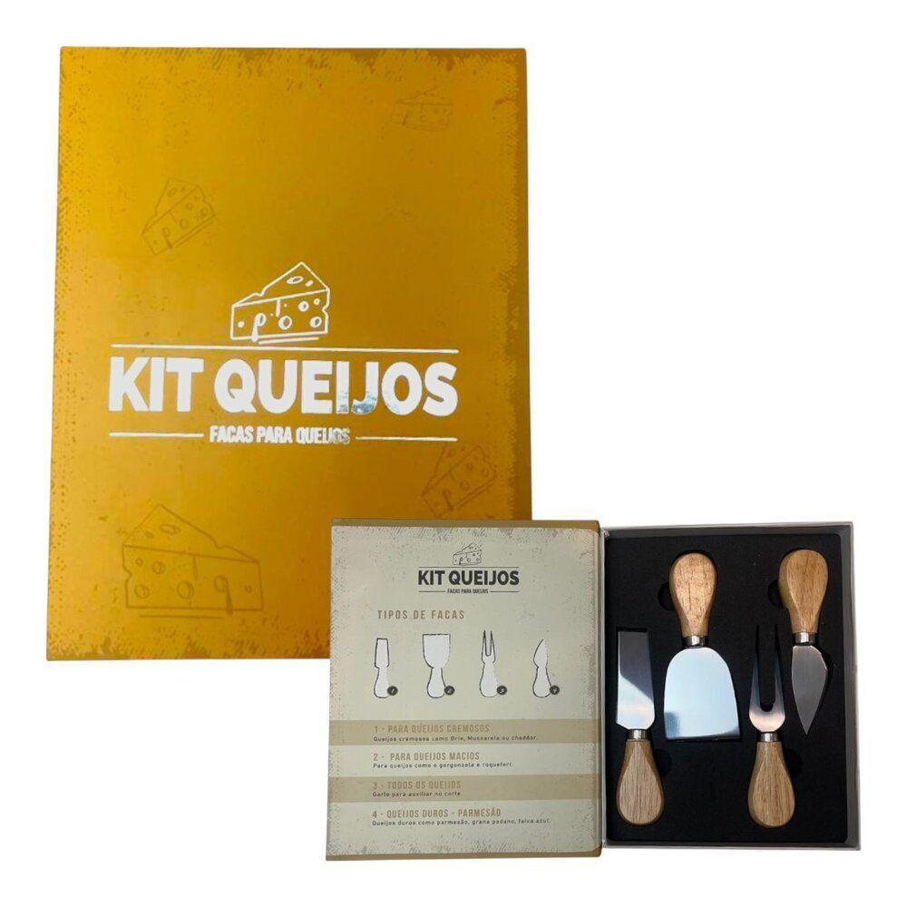 Kit Com 4 Peças Para Queijo Com Caixa Criativa Fromelier Sortido - 4