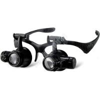 Oculos Lupa Cabeca 20x Profissional Luz Dupla Lente De Aumento Pala Reparo Joias Eletronica Estetica Relogios - 2