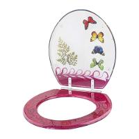 Assento Sanitario Poliester Decorado Borboletas Magenta Uni Para Bacia Celite 6lpf - 2