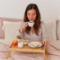 Bandeja Mesa Notebook Bambu Dobravel Rustica Apoio Madeira Cafe Da Manha Cama Sofa Suporte Home Office Multiuso Luxo - 2
