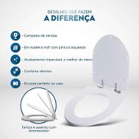 Assento Sanitário Laqueado Soft Close Gunna Preto Para Vaso Eternit - 5