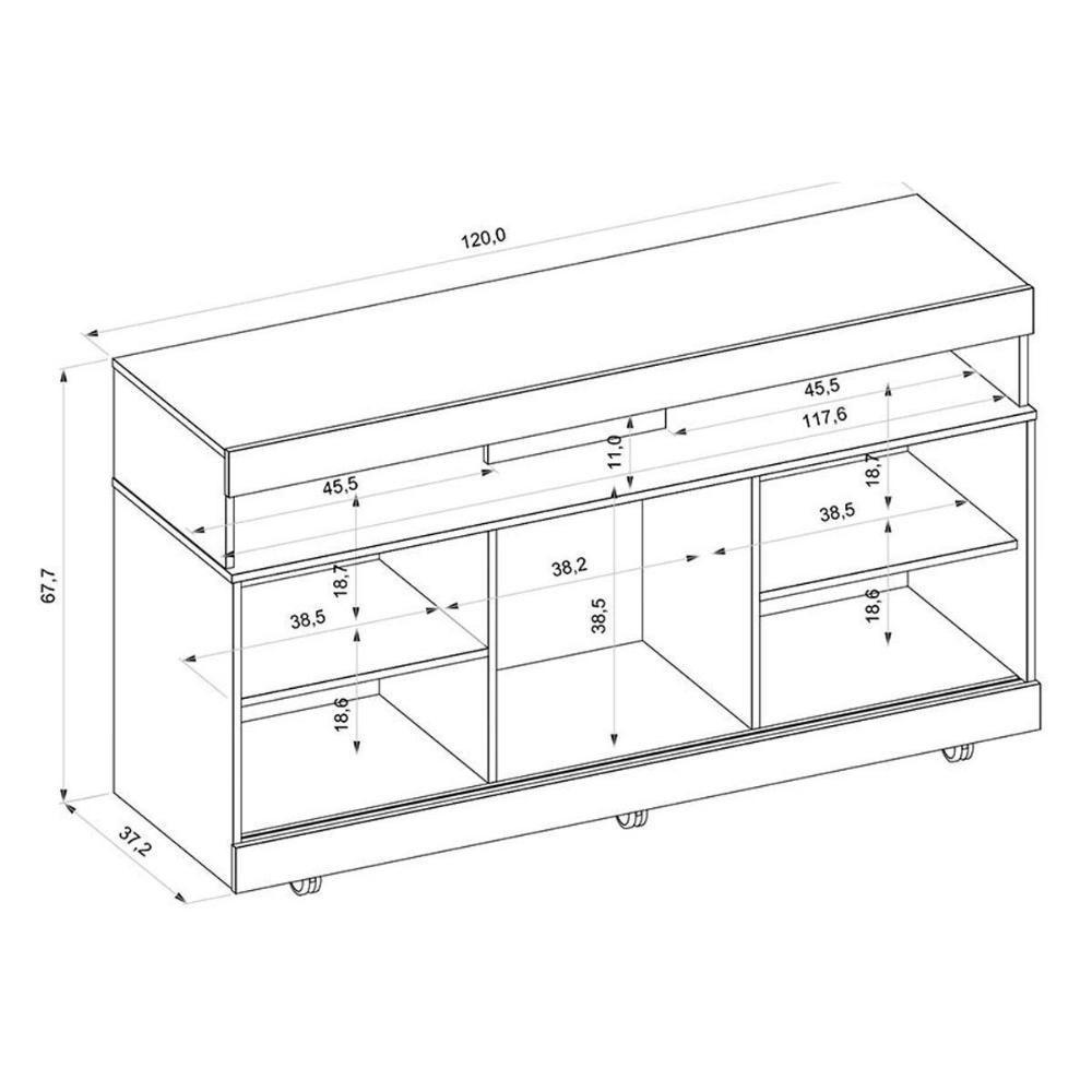 Rack Para Tv Dili Até 50 Polegadas C/ 1 Porta De Correr E 5 Nichos Marroquim/off White - Dj Móveis - 4