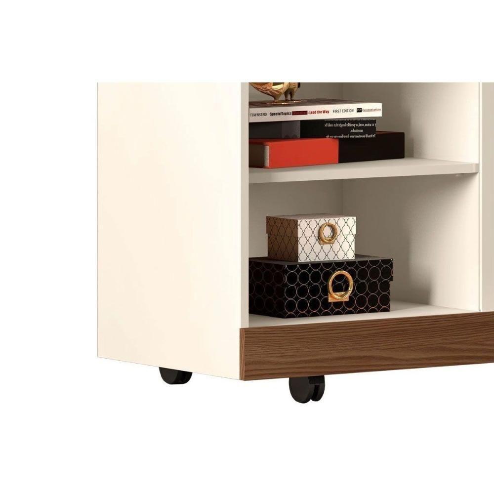 Rack Para Tv Dili Até 50 Polegadas C/ 1 Porta De Correr E 5 Nichos Marroquim/off White - Dj Móveis - 8