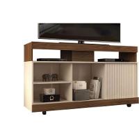 Rack Para Tv Dili Até 50 Polegadas C/ 1 Porta De Correr E 5 Nichos Marroquim/off White - Dj Móveis - 5