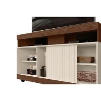 Rack Para Tv Dili Até 50 Polegadas C/ 1 Porta De Correr E 5 Nichos Marroquim/off White - Dj Móveis - 9