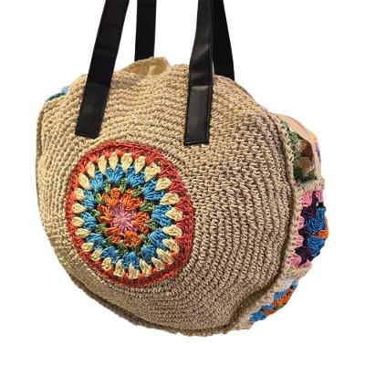 Bolsa Artesanal Praia Forrada Redonda Crochê Grande Verão Palha