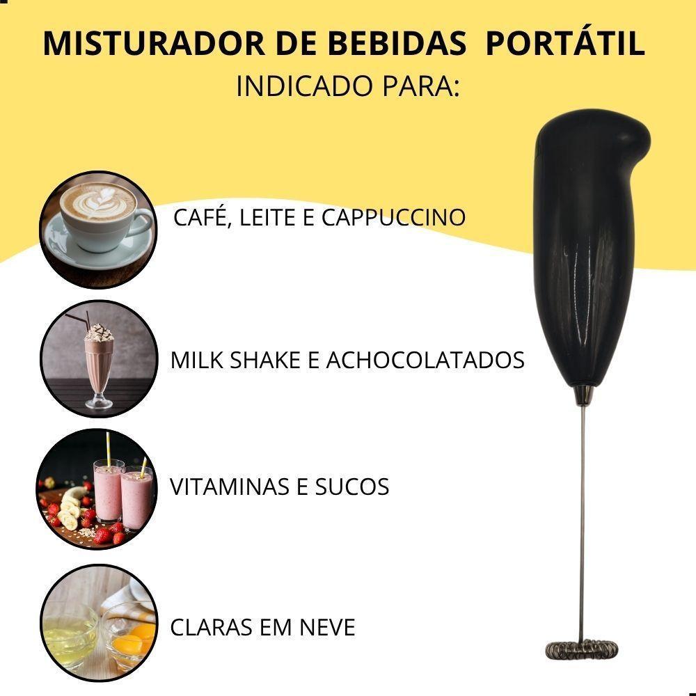 Misturador De Bebidas Portátil Mixer Elétrico Para Café Milk Shake Sucos Ovos A Pilha - 3