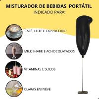 Misturador De Bebidas Portátil Mixer Elétrico Para Café Milk Shake Sucos Ovos A Pilha - 3