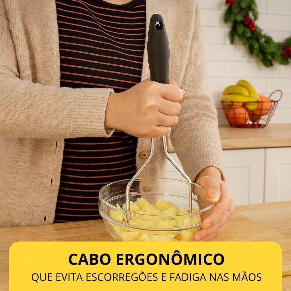 Amassador Espremedor De Batatas Inox Com Cabo Para Purê Legumes Cozinha Doméstica - 4