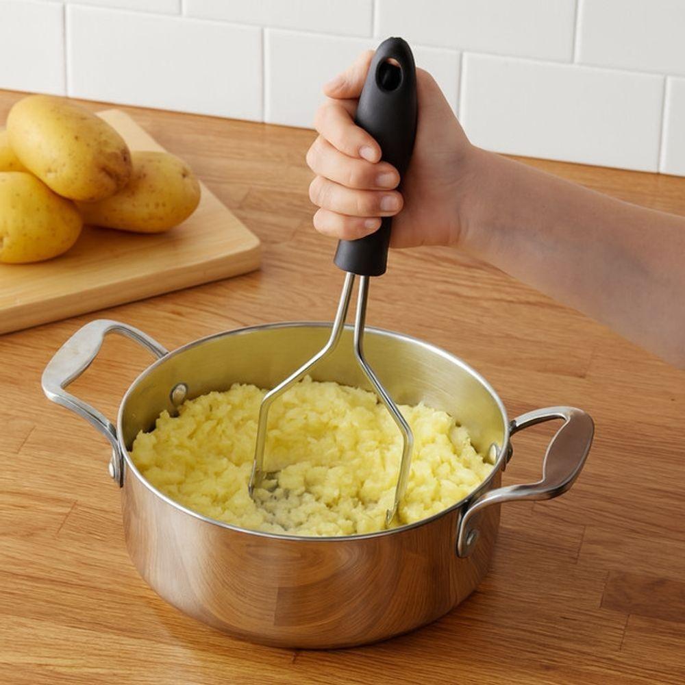 Amassador Espremedor De Batatas Inox Com Cabo Para Purê Legumes Cozinha Doméstica - 5