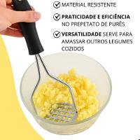 Amassador Espremedor De Batatas Inox Com Cabo Para Purê Legumes Cozinha Doméstica - 2