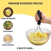 Amassador Espremedor De Batatas Inox Com Cabo Para Purê Legumes Cozinha Doméstica - 3