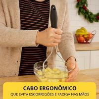 Amassador Espremedor De Batatas Inox Com Cabo Para Purê Legumes Cozinha Doméstica