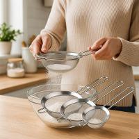 Kit 3 Peneiras De Aço Inox Culinária Peneira Fina Para Chás Farinha Açúcar E Cozinha Doméstica - 3