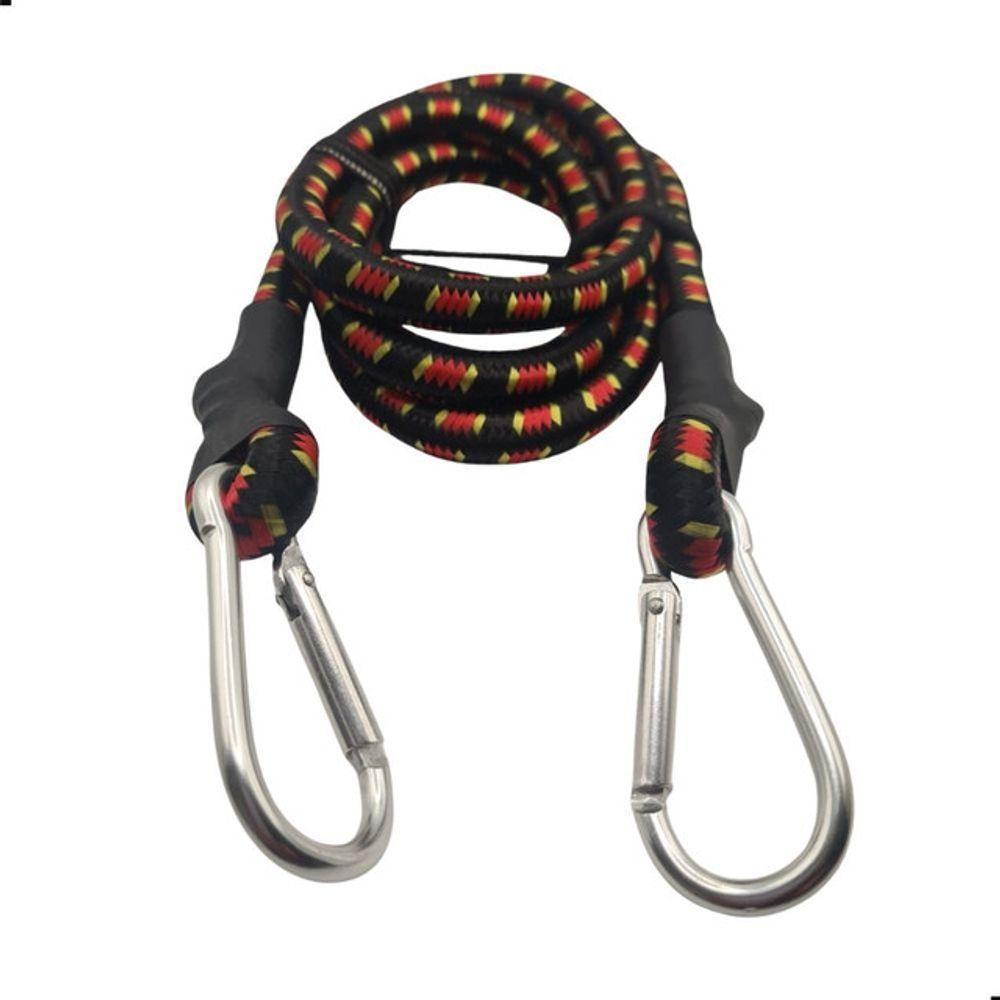 Elástico Para Bagageiro Com Mosquetão Metálico 1,20m Corda Elástica Reforçada Para Carga Preto - 1