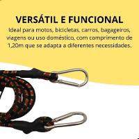 Elástico Para Bagageiro Com Mosquetão Metálico 1,20m Corda Elástica Reforçada Para Carga Preto - 2