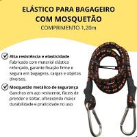 Elástico Para Bagageiro Com Mosquetão Metálico 1,20m Corda Elástica Reforçada Para Carga Preto - 3