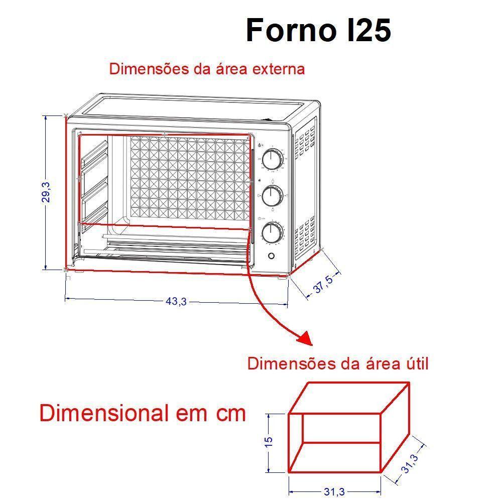 Forno Elétrico De Bancada 25 Litros Fogatti Black I25 Preto 220V - 3