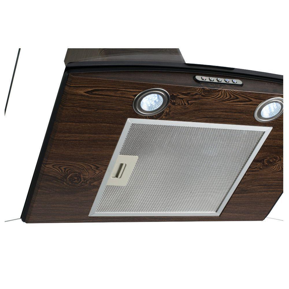 Coifa De Parede 60cm Vidro Curvo Slim Fogatti Wood Nogueira 220V - 2