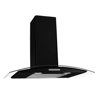 Coifa de Parede Fogatti Vidro Curvo Duto Slim Black 75cm Temperado Preto 220V