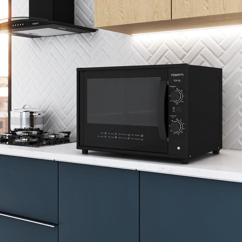 Forno Fogatti Elétrico Bancada Top 60Litros Black 220V - 6