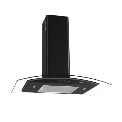Coifa de Parede Fogatti Clean Vidro Curvo Black 75cm com Exaustor Depurador e Led Preto 220V
