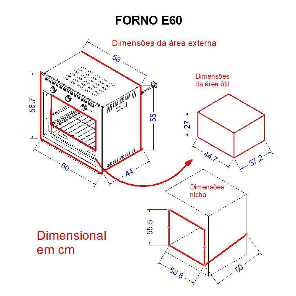 Forno Elétrico Embutir Fogatti E60Inox 60l Inox 220V - 6