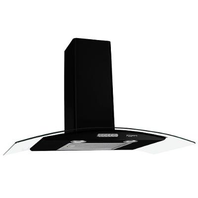 Coifa de Parede Fogatti Vidro Curvo Duto Slim Black 90cm Temperado com Led Preto 110V