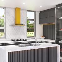 Coifa Fogatti De Parede Clean Vidro Curvo Amarela 80cm Amarelo 220V