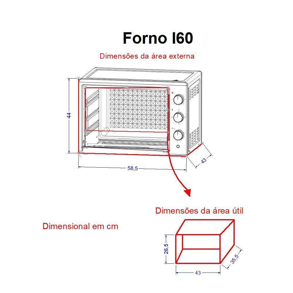 Forno Elétrico De Bancada 60Litros Fogatti Black I60Preto 220V - 3