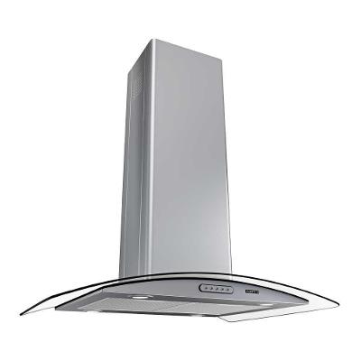 Coifa de Ilha Fogatti Coifa Ilha 75cm Vidro Curvo Inox com Exaustor Depurador Filtro Alumínio Inox