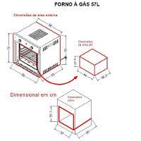 Forno A Gás Embutir Fogatti G57 Inox 57 L Inox 110V - 2