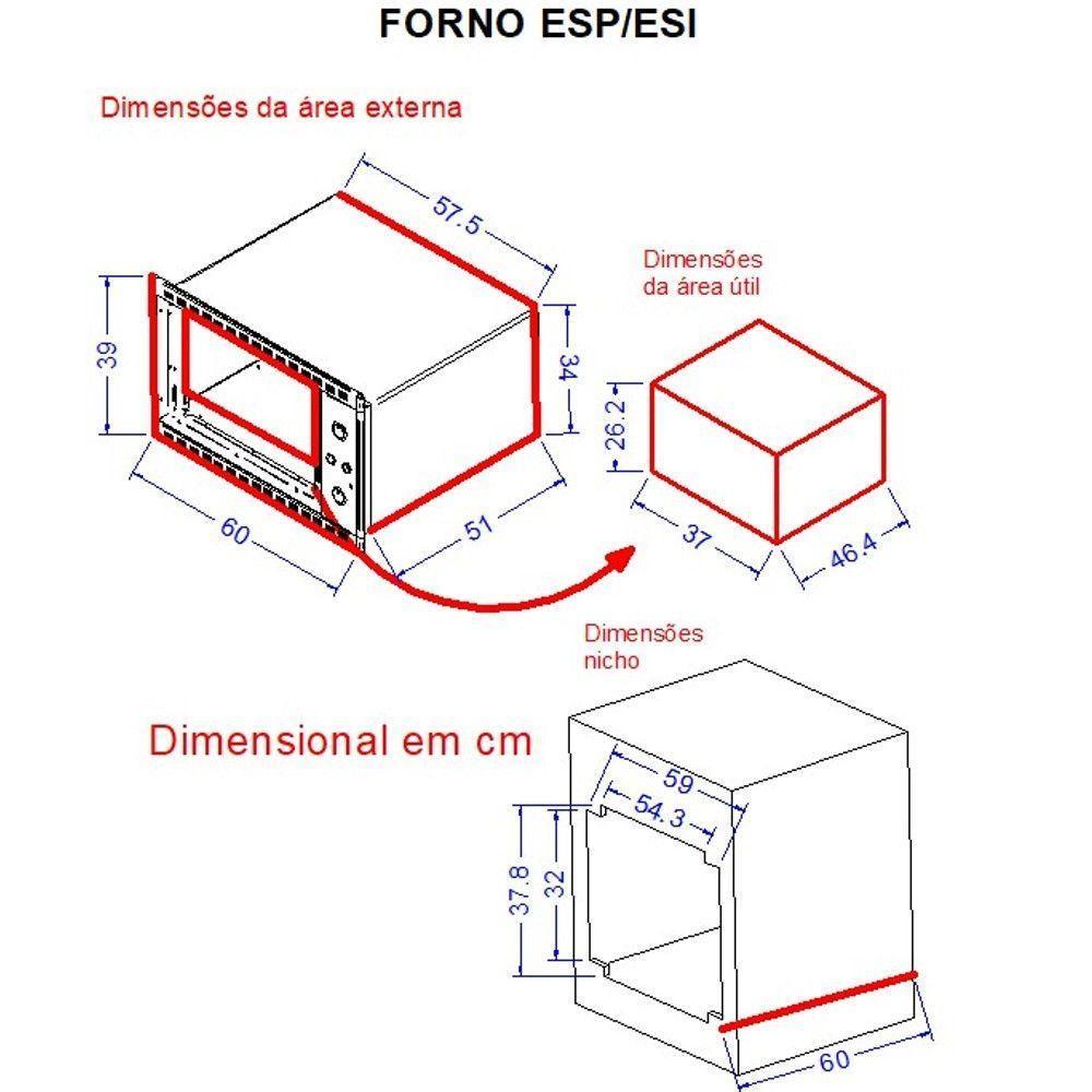 Forno Elétrico Embutir Fogatti Esp Black 45l Preto 110V - 6