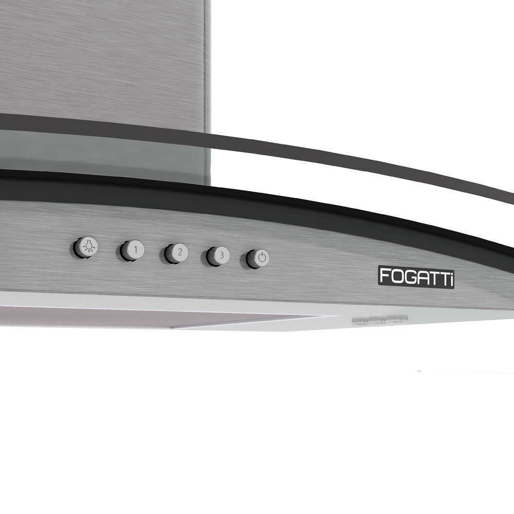 Coifa Fogatti De Parede Clean Vidro Curvo Kromanox 90cm Kromanox 110V - 6