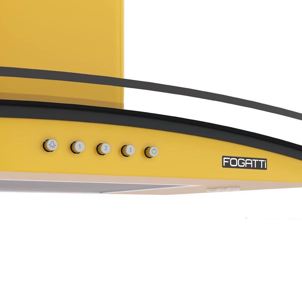 Coifa Fogatti De Parede Clean Vidro Curvo Amarela 60cm Amarelo 110V - 6