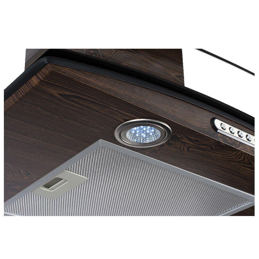 Coifa De Parede 75cm Vidro Curvo Slim Fogatti Wood Nogueira 220V - 3