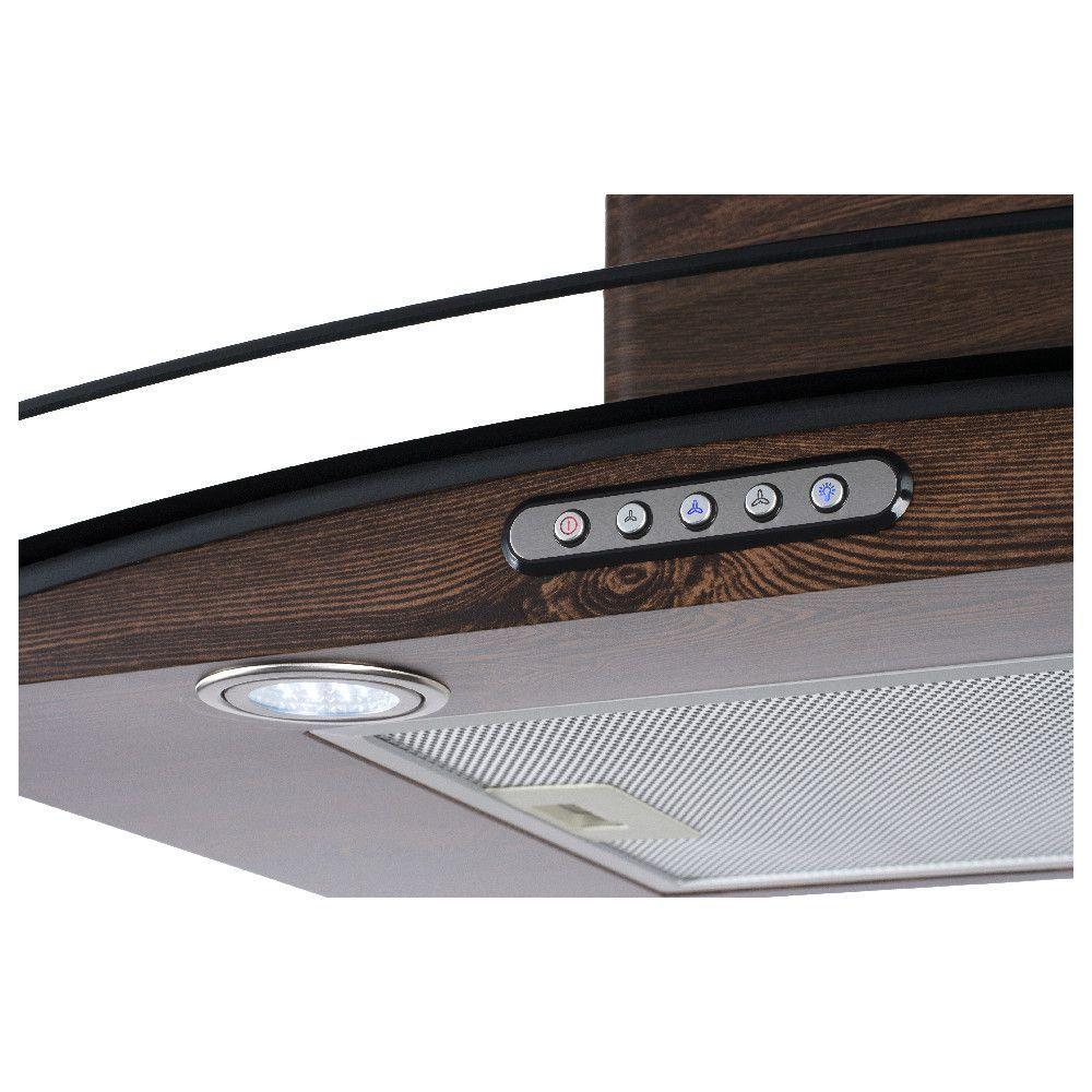 Coifa De Parede 75cm Vidro Curvo Slim Fogatti Wood Nogueira 220V - 4