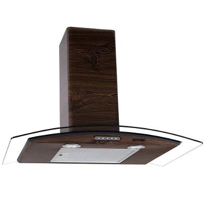 Coifa De Parede 75cm Vidro Curvo Slim Fogatti Wood Nogueira 220V