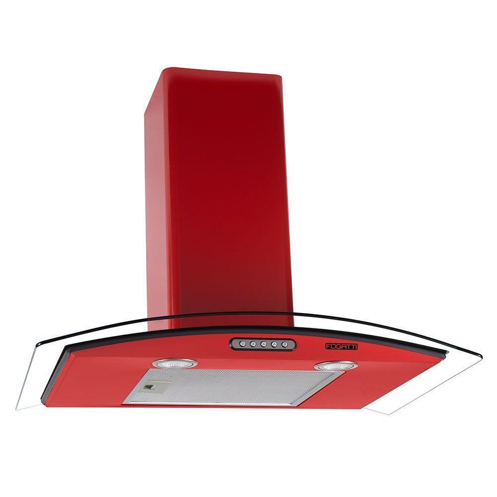 Coifa De Parede 70cm Vidro Curvo Slim Fogatti Vermelho 110V - 1