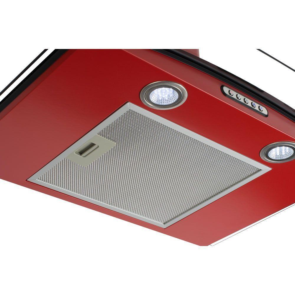 Coifa De Parede 70cm Vidro Curvo Slim Fogatti Vermelho 110V - 2