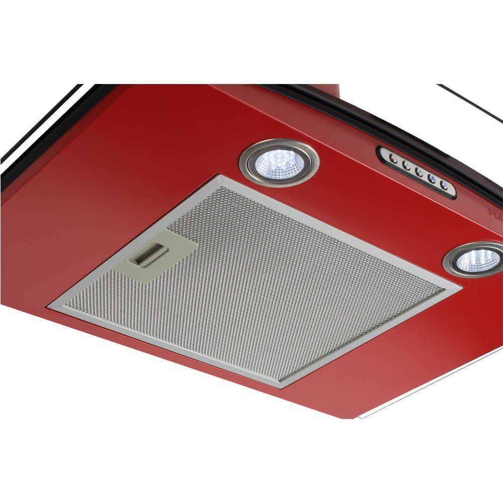 Coifa De Parede 90cm Vidro Curvo Slim Fogatti Vermelho 110V - 2