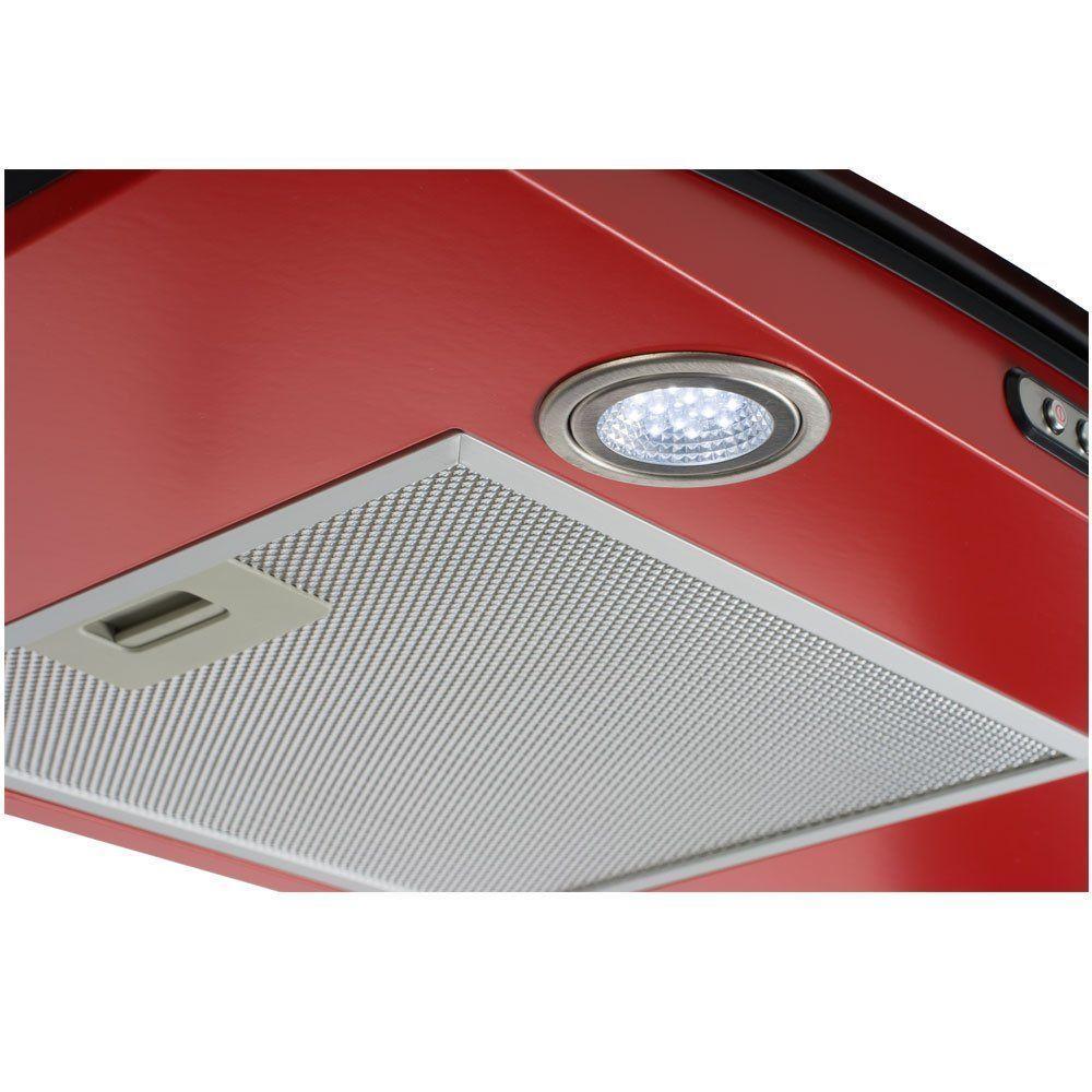 Coifa De Parede 90cm Vidro Curvo Slim Fogatti Vermelho 110V - 3